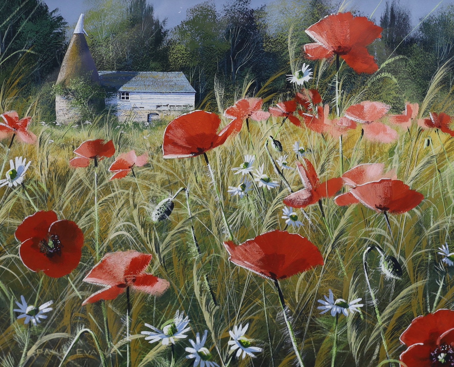 Paul Evans (1950-), gouache, 'Autumn Poppies', signed, 32 x 40cm